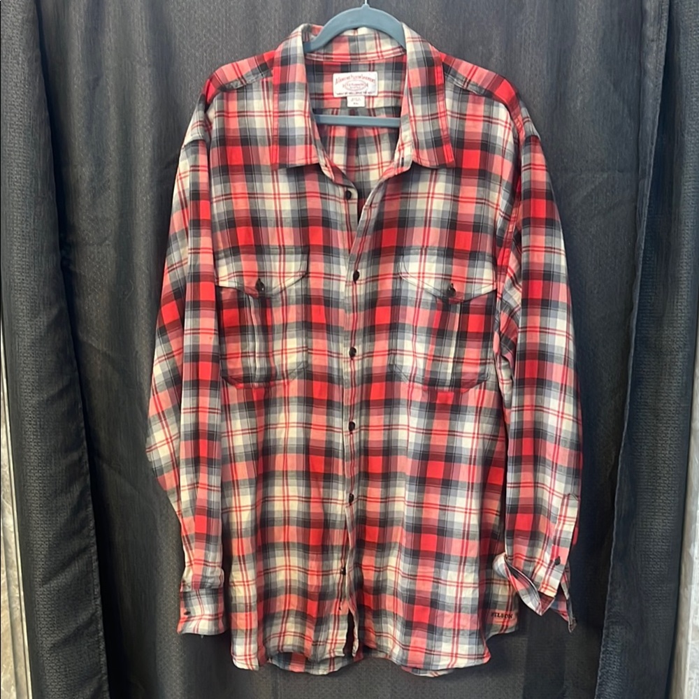 Filson Red and Black Checkered Button-Down Shirt